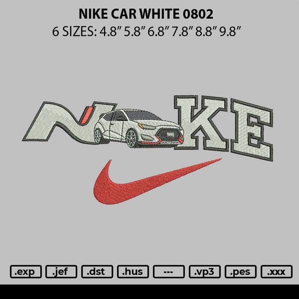 Nike Car White 0802 Embroidery File 6 sizes