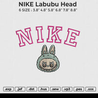 Nike Labubu Head Embroidery File 6 size