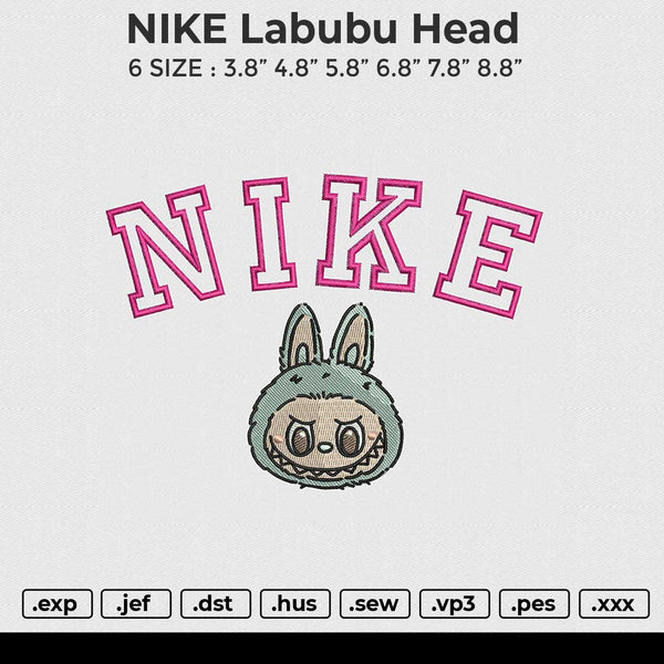 Nike Labubu Head Embroidery File 6 size