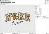 NIKE orange bear Embroidery File 6 size