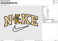 NIKE orange bear Embroidery File 6 size