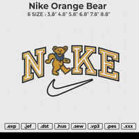 NIKE orange bear Embroidery File 6 size