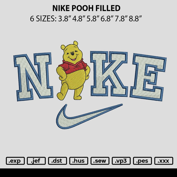 Nike Pooh Filled Embroidery File 6 sizes