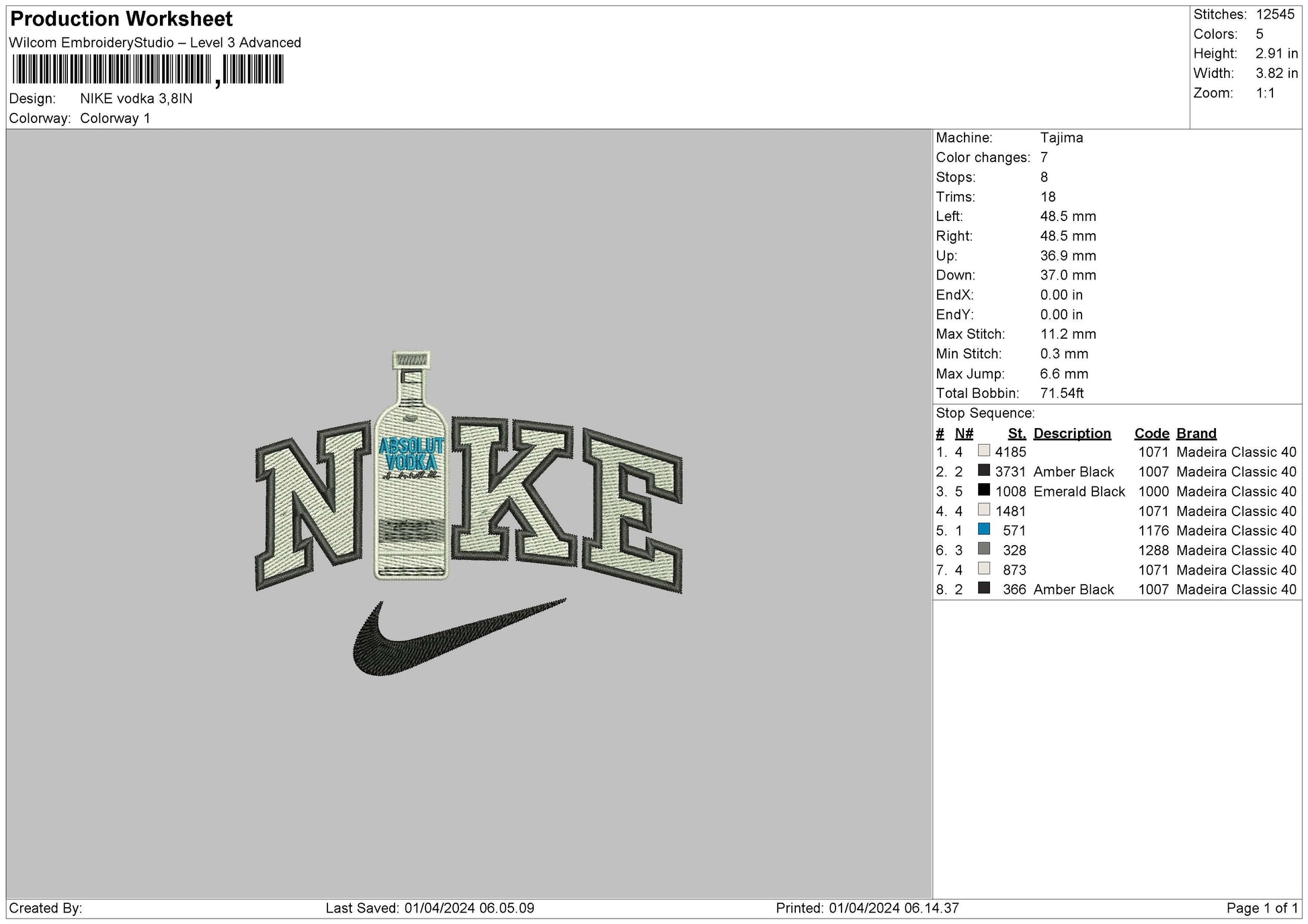 Nike Vodka 03 Embroidery File 6 sizes – embrostudio