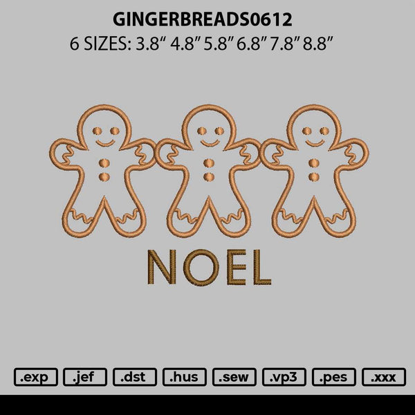 Gingerbreads0612 Embroidery File 6 sizes