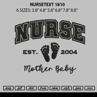 Nursetext 1810 Embroidery File 6 sizes