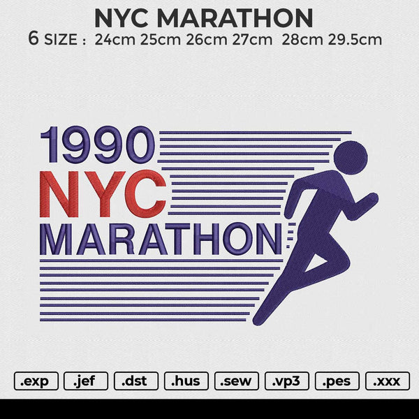 NYC MARATHON Embroidery File 6 size