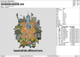 NY baseball icons Embroidery File 6 size