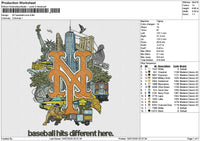 NY baseball icons Embroidery File 6 size