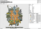 NY baseball icons Embroidery File 6 size