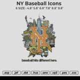 NY baseball icons Embroidery File 6 size