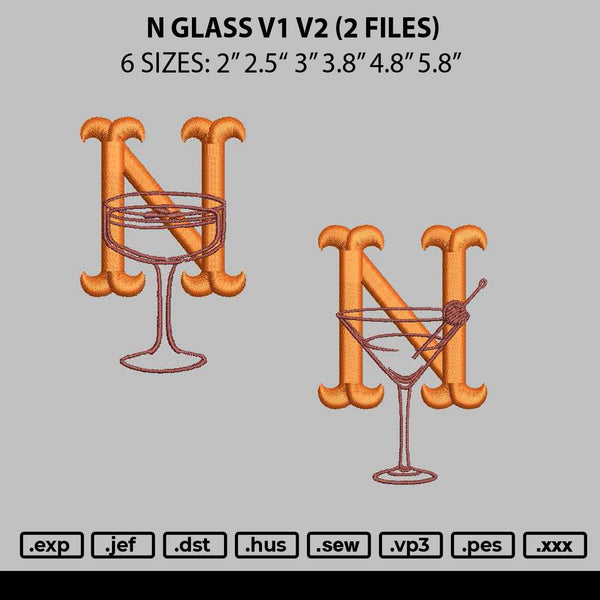 N Glass V1 V2 Embroidery 2 Files