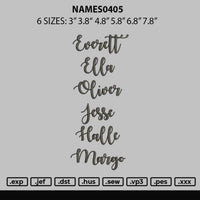 Names0405 Embroidery File 6 sizes