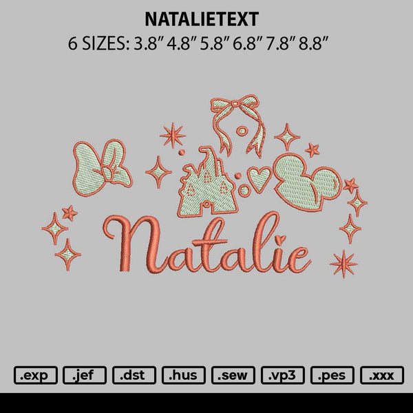 Natalietext Embroidery File 6 sizes
