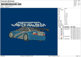 Car Text 03 Embroidery File 6 sizes