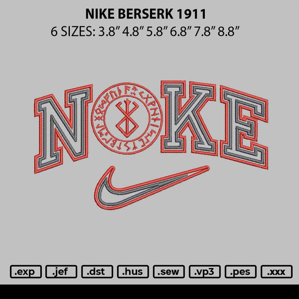 Nike Berserk 1911 Embroidery File 6 sizes