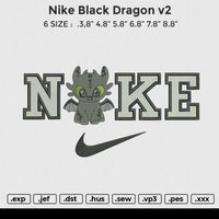 Nike Black Dragon v2 Embroidery File 6 sizes