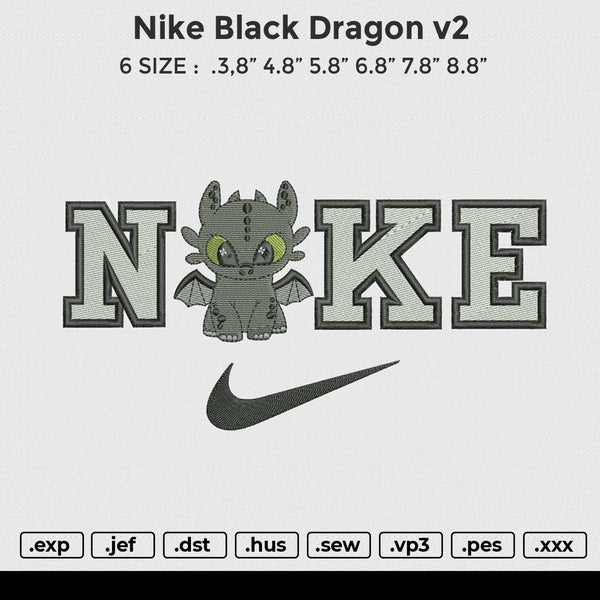 Nike Black Dragon v2 Embroidery File 6 sizes