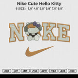 Nike Cute Hello Kitty Embroidery File 6 size