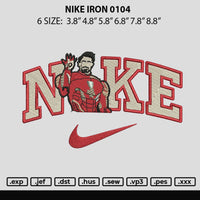 Nike Iron 0104 Embroidery File 6 sizes