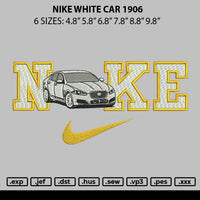 Nike White Car 1906 Embroidery File 6 sizes