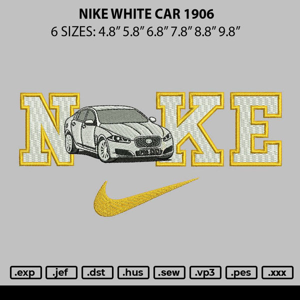 Nike White Car 1906 Embroidery File 6 sizes