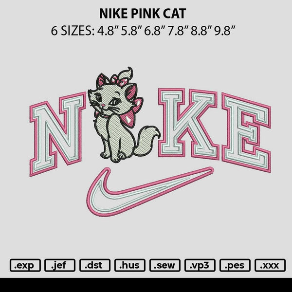 Nike Pink Cat Embroidery File 6 sizes