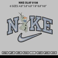 Nike Olaf 0108 Embroidery File 6 size