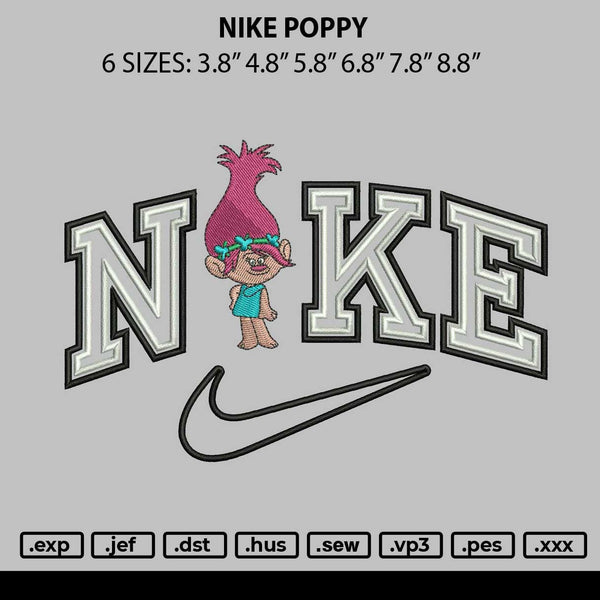 Nike Poppy Embroidery File 6 sizes