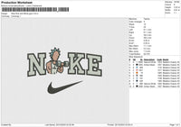 Nike Rick and Morty gym Embroidery File 6 size