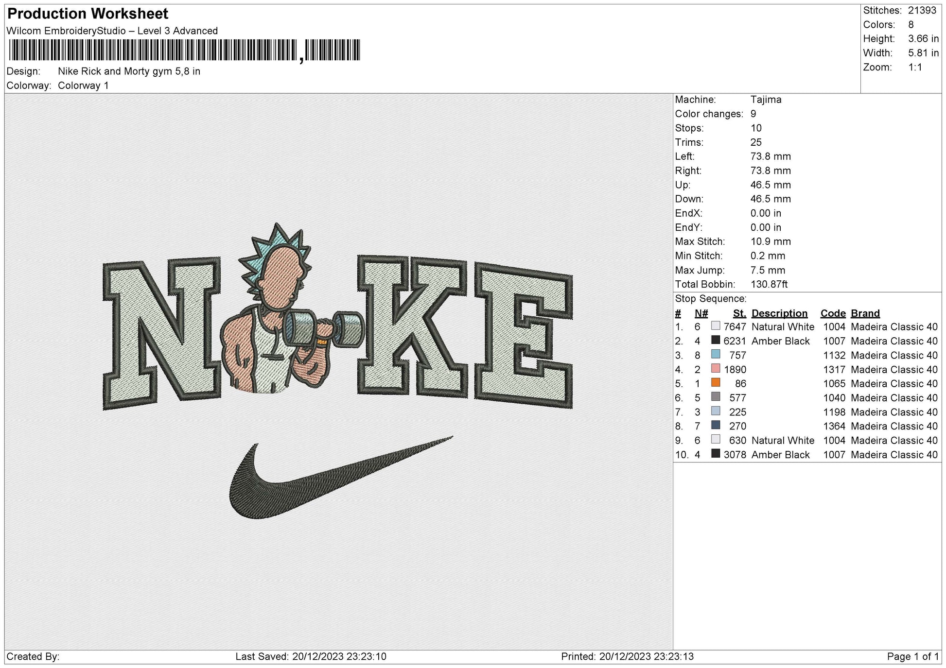 Nike Rick and Morty gym Embroidery File 6 size – embrostudio