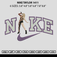 Nike taylor 1411 Embroidery File 6 sizes