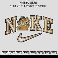 Nike Pumbaa Embroidery File 6 sizes