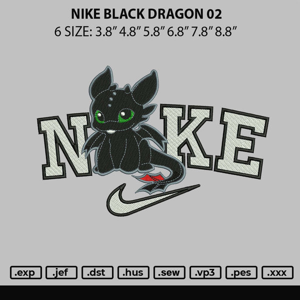 Nike Black Dragon 02 Embroidery File 6 sizes