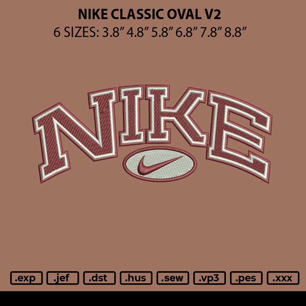 nike classic oval v2 Embroidery File 6 size