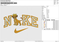 Nike lion simba Embroidery File 6 size