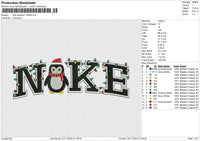 Nike penguin XMAS Embroidery File 6 size