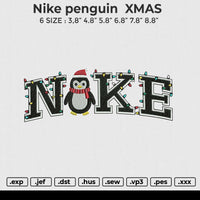 Nike penguin XMAS Embroidery File 6 size