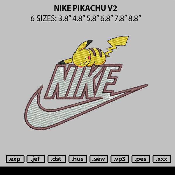 Nike Pikachu V3 Embroidery File 6 sizes