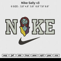 Nike Sally v3 Embroidery File 6 size