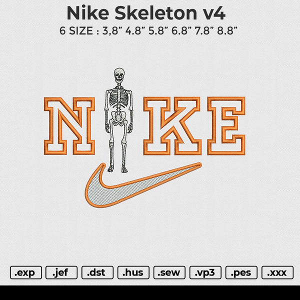 Nike Skeleton v4 Embroidery File 6 size