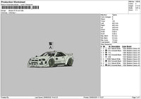 White Car Gtr Embroidery File 6 sizes