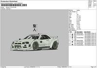 White Car Gtr Embroidery File 6 sizes