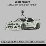 White Car Gtr Embroidery File 6 sizes
