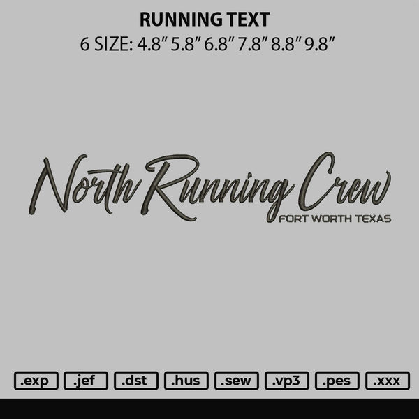 Running Text Embroidery File 6 sizes