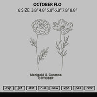 October Flo Embroidery File 6 sizes