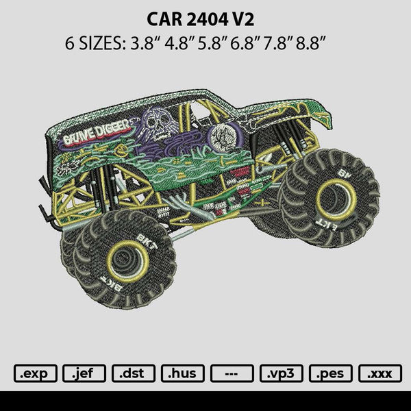 Car 2404 V2 Embroidery File 6 sizes