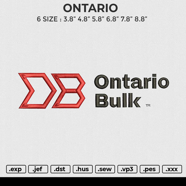 ONTARIO Embroidery File 6 size