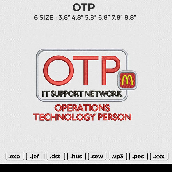 OTP Embroidery File 6 size
