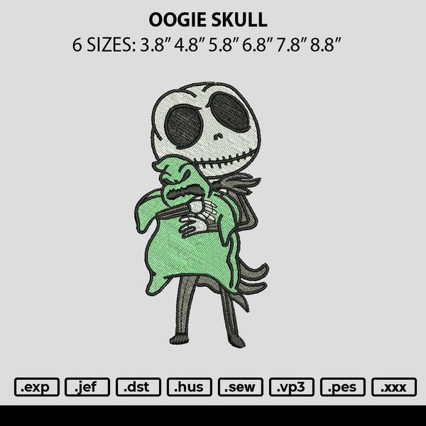 Oogie Skull Embroidery File 6 sizes